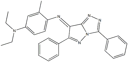 (7E)-7-[[2-メチル-4-(ジエチルアミノ)フェニル]イミノ]-3,6-ジフェニル-7H-ピラゾロ[5,1-c]-1,2,4-トリアゾール 化学構造式