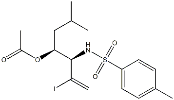 Acetic acid (1S)-1-[(R)-1-(tosylamino)-2-iodo-2-propenyl]-3-methylbutyl ester Structure