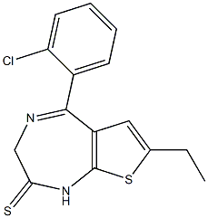 5-(o-クロロフェニル)-7-エチル-2,3-ジヒドロ-1H-チエノ[2,3-e]-1,4-ジアゼピン-2-チオン 化学構造式