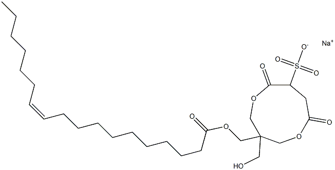 1-[[[(11Z)-1-Oxo-11-octadecen-1-yl]oxy]methyl]-1-(hydroxymethyl)-4,7-dioxo-3,8-dioxacyclononane-6-sulfonic acid sodium salt 结构式
