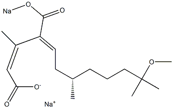 (2Z,4E,7S)-11-Methoxy-3,7,11-trimethyl-4-(sodiooxycarbonyl)-2,4-dodecadienoic acid sodium salt Structure