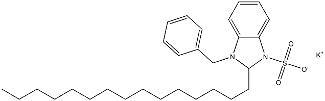 1-ベンジル-2,3-ジヒドロ-2-ペンタデシル-1H-ベンゾイミダゾール-3-スルホン酸カリウム 化学構造式
