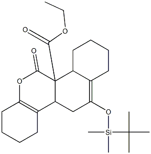 4a,5,8,8a-Tetrahydro-6-[[dimethyl(tert-butyl)silyl]oxy]-1-oxo-3,4:7,8-dibutano-1H-2-benzopyran-8a-carboxylic acid ethyl ester Struktur