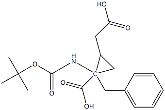 2-(Carboxymethyl)-1-[(tert-butoxycarbonyl)amino]cyclopropane-1-carboxylic acid 1-benzyl ester Struktur