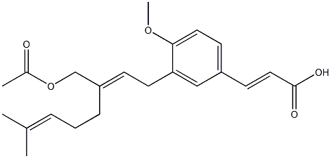 3-[(2E)-3-(Acetoxymethyl)-7-methyl-2,6-octadien-1-yl]-4-methoxy-trans-cinnamic acid Struktur