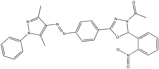 4-Acetyl-5-(2-nitrophenyl)-4,5-dihydro-2-[4-[(3,5-dimethyl-1-phenyl-1H-pyrazol-4-yl)azo]phenyl]-1,3,4-oxadiazole Structure