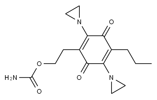 カルバミド酸2-[2,5-ビス(1-アジリジニル)-3,6-ジオキソ-4-プロピル-1,4-シクロヘキサジエニル]エチル 化学構造式