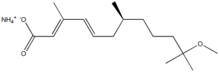 (2E,4E,7S)-11-メトキシ-3,7,11-トリメチル-2,4-ドデカジエン酸アンモニウム 化学構造式