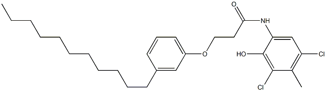 2-[3-(3-ウンデシルフェノキシ)プロパノイルアミノ]-4,6-ジクロロ-5-メチルフェノール 化学構造式