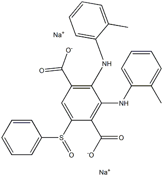 2-(フェニルスルフィニル)-5,6-ジ(o-トルイジノ)テレフタル酸二ナトリウム 化学構造式