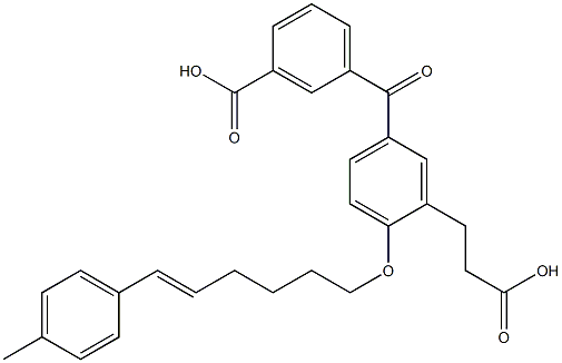 5-(3-Carboxybenzoyl)-2-[(E)-6-(4-methylphenyl)-5-hexenyloxy]benzenepropanoic acid Struktur