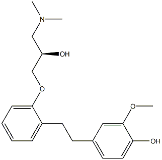 (2R)-3-(Dimethylamino)-1-[2-(4-hydroxy-3-methoxyphenethyl)phenoxy]-2-propanol Struktur