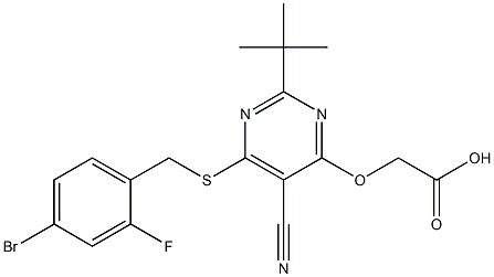 [2-tert-Butyl-5-cyano-6-(4-bromo-2-fluorobenzylthio)-4-pyrimidinyloxy]acetic acid Structure