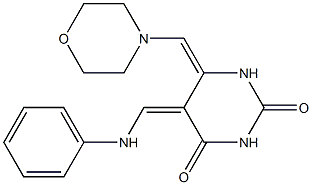 (5Z,6E)-5,6-Dihydro-5-phenylaminomethylene-6-morpholinomethylenepyrimidine-2,4(1H,3H)-dione Struktur