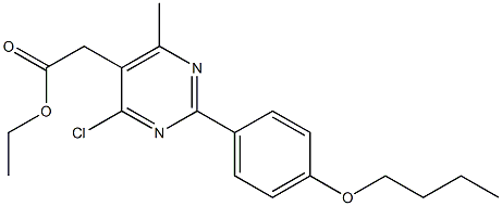 2-(p-Butoxyphenyl)-4-chloro-6-methyl-5-pyrimidineacetic acid ethyl ester Structure