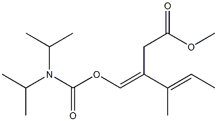 (3E,4E)-3-[[(Diisopropylamino)carbonyloxy]methylene]-4-methyl-4-hexenoic acid methyl ester Struktur