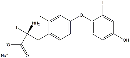 (R)-2-Amino-3-[4-(4-hydroxy-2-iodophenoxy)-2-iodophenyl]-2-iodopropanoic acid sodium salt Struktur