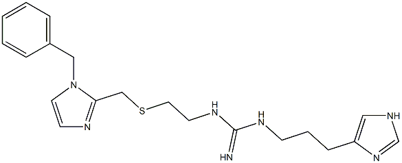 4-[3-[[Imino[[2-[(1-benzyl-1H-imidazol-2-yl)methylthio]ethyl]amino]methyl]amino]propyl]-1H-imidazole Struktur