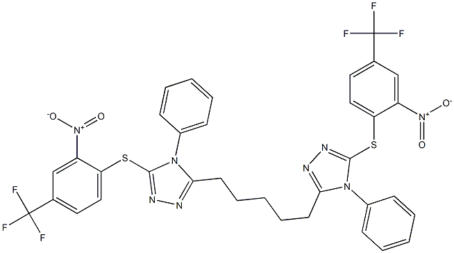 5,5'-(1,5-Pentanediyl)bis[4-(phenyl)-3-(2-nitro-4-trifluoromethylphenylthio)-4H-1,2,4-triazole] 结构式