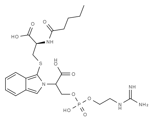 S-[2-[2-[[[2-[[Amino(imino)methyl]amino]ethoxy]phosphonyl]oxy]-1-carboxyethyl]-2H-isoindol-1-yl]-N-valeryl-L-cysteine Structure