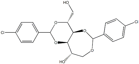 1-O,4-O:3-O,5-O-ビス(4-クロロベンジリデン)-D-グルシトール 化学構造式