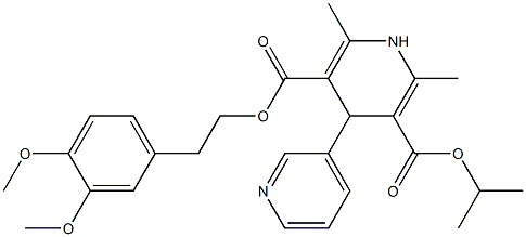 1,4-Dihydro-2,6-dimethyl-4-(3-pyridyl)pyridine-3,5-dicarboxylic acid 3-isopropyl 5-(3,4-dimethoxyphenethyl) ester Structure