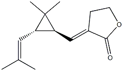 (3E)-Dihydro-3-[[(1S,2S)-3,3-dimethyl-2-(2-methyl-1-propenyl)cyclopropan-1-yl]methylene]furan-2(3H)-one Structure