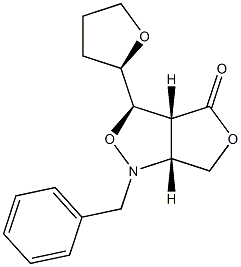 [3R,3aR,6aR]-3-[[(R)-Tetrahydrofuran]-2-yl]tetrahydro-1-benzyl-1H,4H-furo[3,4-c]isoxazol-4-one Struktur