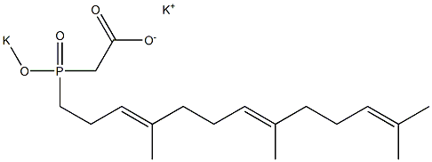 [[(3E,7E)-4,8,12-Trimethyltrideca-3,7,11-trienyl]potassiooxyphosphinyl]acetic acid potassium salt Struktur