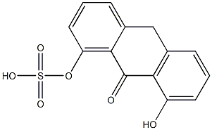 Sulfuric acid hydrogen (9,10-dihydro-8-hydroxy-9-oxoanthracen)-1-yl ester Structure