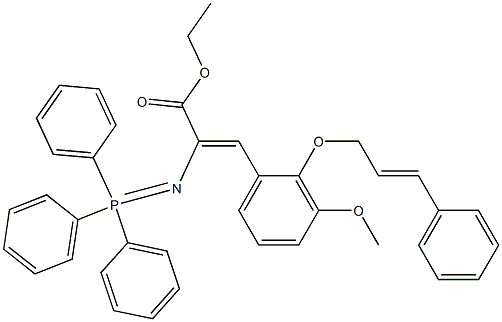 (Z)-2-[(Triphenylphosphoranylidene)amino]-3-[3-methoxy-2-[[(E)-3-phenyl-2-propenyl]oxy]phenyl]acrylic acid ethyl ester Struktur