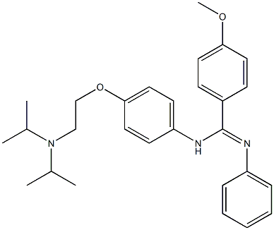 N-[4-[2-(ジイソプロピルアミノ)エトキシ]フェニル]-4-メトキシ-N'-フェニルベンズアミジン 化学構造式