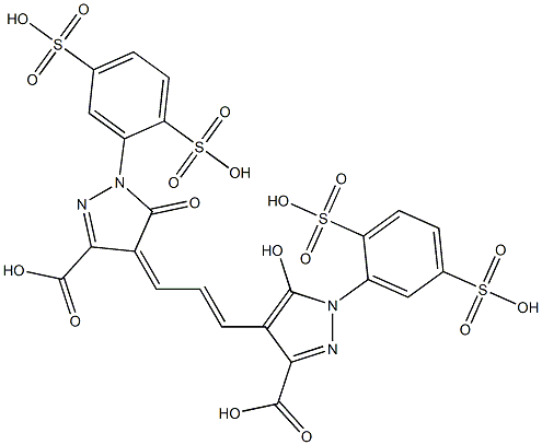4-[3-[3-カルボキシ-1-(2,5-ジスルホフェニル)-5-ヒドロキシ-1H-ピラゾール-4-イル]-2-プロペニリデン]-1-(2,5-ジスルホフェニル)-4,5-ジヒドロ-5-オキソ-1H-ピラゾール-3-カルボン酸 化学構造式