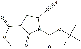 1-(tert-ブチルオキシカルボニル)-5-シアノ-2-オキソピロリジン-3-カルボン酸メチル 化学構造式