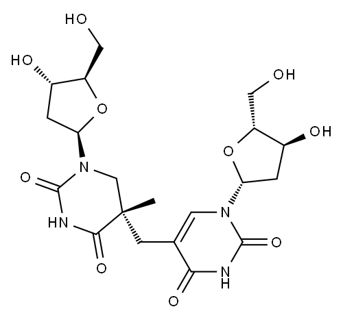(5S)-5-(2'-Deoxyuridine-5-ylmethyl)-5,6-dihydrothymidine Structure