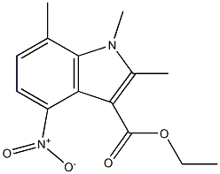 4-ニトロ-1,2,7-トリメチル-1H-インドール-3-カルボン酸エチル 化学構造式