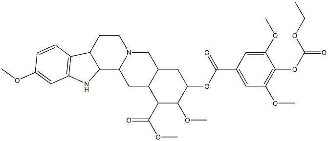 1,2,3,4,4a,5,7,8,8a,13,13a,13b,14,14a-Tetradecahydro-2,11-dimethoxy-1-methoxycarbonyl-3-(4-ethoxycarbonyloxy-3,5-dimethoxybenzoyloxy)benz[g]indolo[2,3-a]quinolizine Struktur