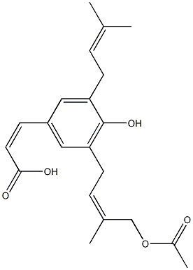 (Z)-3-[3-(3-Methyl-2-butenyl)-4-hydroxy-5-[(Z)-4-acetoxy-3-methyl-2-butenyl]phenyl]acrylic acid Struktur