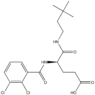 (R)-4-(2,3-ジクロロベンゾイルアミノ)-5-オキソ-5-(3,3-ジメチルブチルアミノ)吉草酸 化学構造式