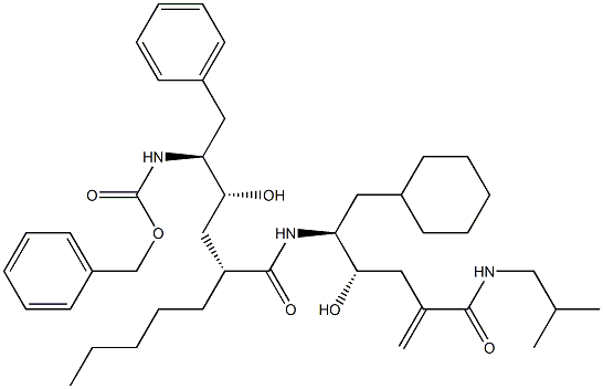 (4S,5S)-6-Cyclohexyl-5-[[(2R,4R,5S)-6-phenyl-5-(benzyloxycarbonylamino)-4-hydroxy-2-pentylhexanoyl]amino]-4-hydroxy-2-methylene-N-(2-methylpropyl)hexanamide 结构式