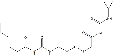 1-Hexanoyl-3-[2-[[(3-cyclopropylureido)carbonylmethyl]dithio]ethyl]urea Struktur