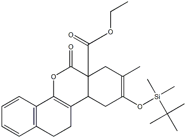 6a,7,10,10a,11,12-Hexahydro-6-oxo-9-[[dimethyl(tert-butyl)silyl]oxy]-8-methyl-6H-benzo[d]naphtho[1,2-b]pyran-6a-carboxylic acid ethyl ester Struktur