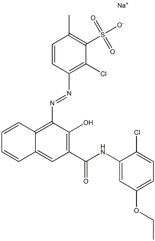 2-Chloro-6-methyl-3-[[3-[[(2-chloro-5-ethoxyphenyl)amino]carbonyl]-2-hydroxy-1-naphtyl]azo]benzenesulfonic acid sodium salt Struktur