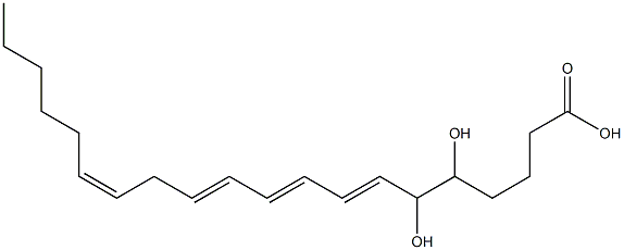 (7E,9E,11E,14Z)-5,6-ジヒドロキシ-7,9,11,14-イコサテトラエン酸 化学構造式