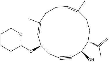 (1R,5R,6E,10E,14R)-14-(1-Methylethenyl)-7,11-dimethyl-5-[(tetrahydro-4H-pyran)-2-yloxy]cyclotetradeca-6,10-dien-2-yn-1-ol Structure