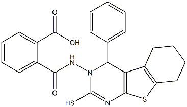3,4,5,6,7,8-Hexahydro-3-(2-carboxybenzoylamino)-4-phenyl[1]benzothieno[2,3-d]pyrimidine-2-thiol 结构式