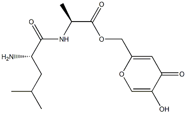 N-(L-ロイシル)-L-アラニン[(4-オキソ-5-ヒドロキシ-4H-ピラン-2-イル)メチル] 化学構造式