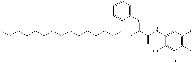 2-[2-(2-ペンタデシルフェノキシ)プロパノイルアミノ]-4,6-ジクロロ-5-メチルフェノール 化学構造式