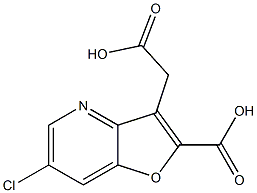 3-(カルボキシメチル)-6-クロロフロ[3,2-b]ピリジン-2-カルボン酸 化学構造式