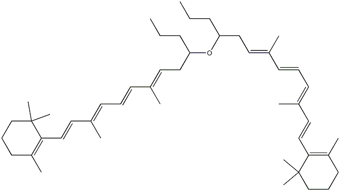 [(2E,4E,6E,8E)-3,7-ジメチル-9-(2,6,6-トリメチル-1-シクロヘキセン-1-イル)-2,4,6,8-ノナテトラエン-1-イル]ブチルエーテル 化学構造式